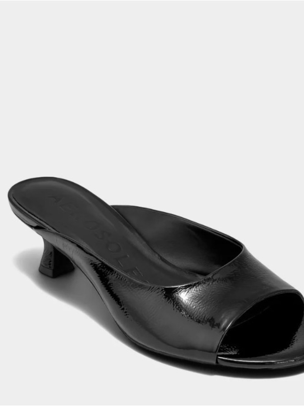 AEROSOLES Black Patent Open-Toe Slide Heel
